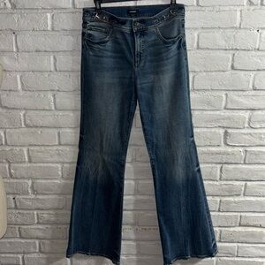 Express Women Blue Jeans  70s Flare MR size 6R